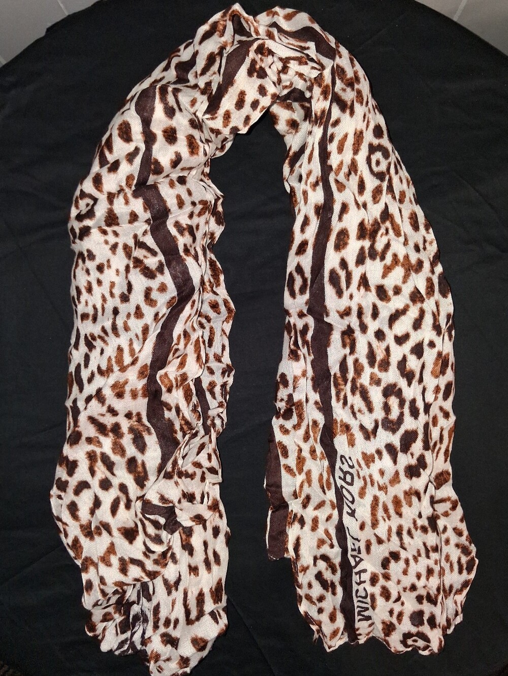 Michael Kors Leopard Print Lightweight Scarf in Brown and White